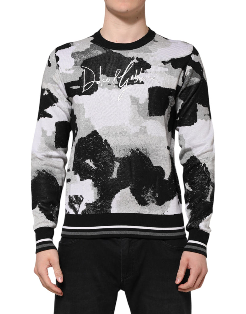 Dolce & Gabbana Multicolor Silk Camouflage Pullover Sweater