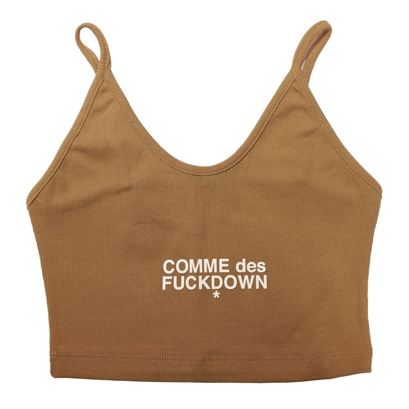 Comme Des Fuckdown Brown Cotton Women Crop Top