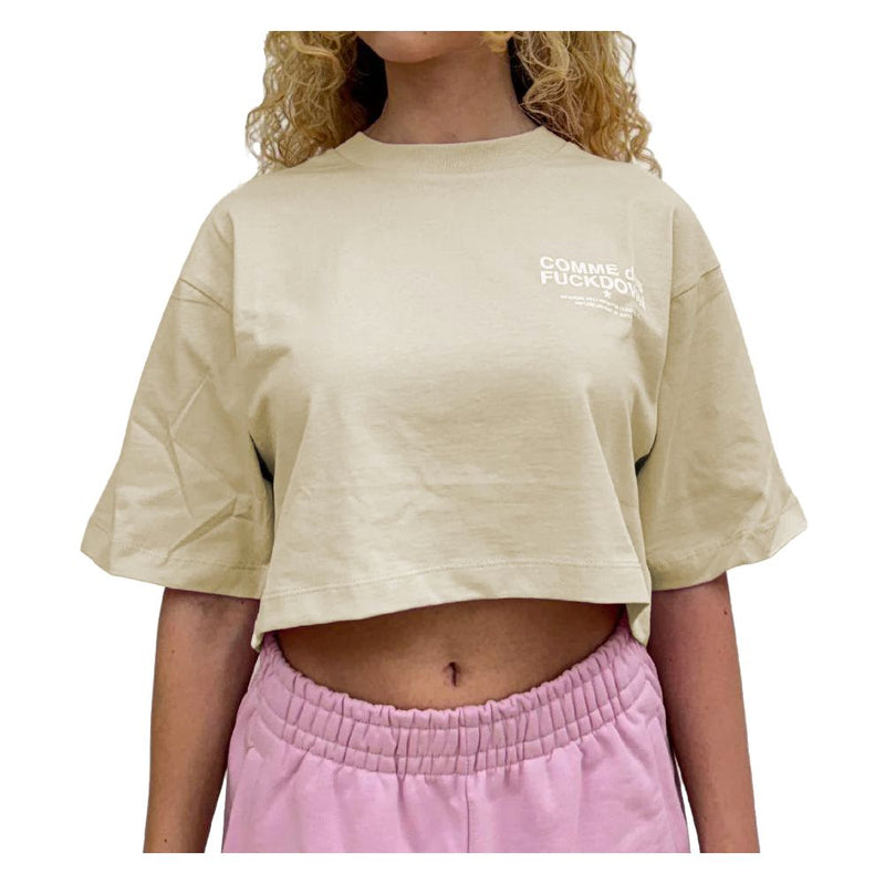 Comme Des Fuckdown Beige Cotton Women T-Shirt