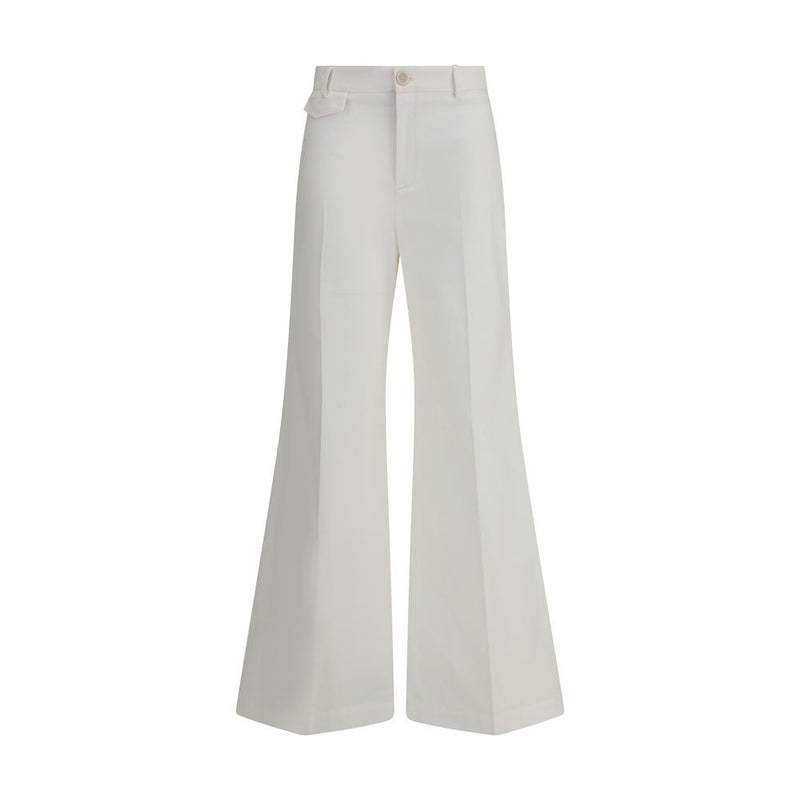 Chloé White Cotton Flared Pants
