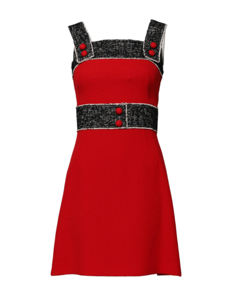 Dolce & Gabbana Red Wool Sleeveless A-line Flared Mini Dress