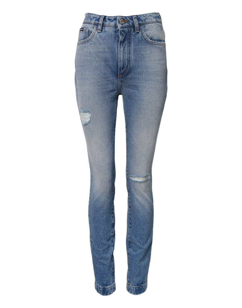 Dolce & Gabbana Blue Washed Skinny High Waist Denim Jeans