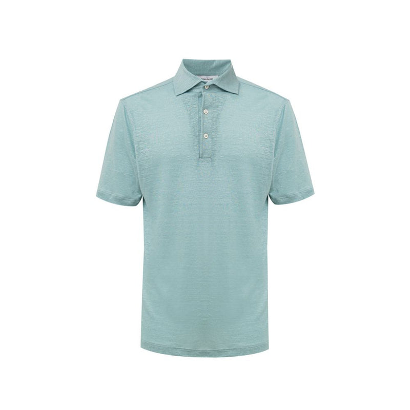 Gran Sasso Blue Linen Polo Shirt