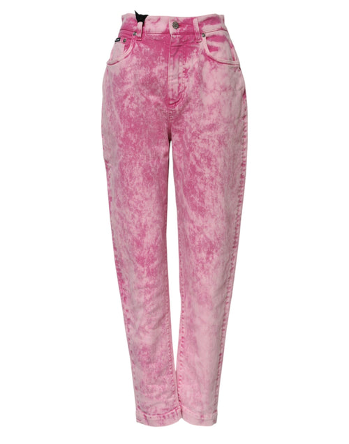 Dolce & Gabbana Pink Tie Dye High Waist Tapered Denim Jeans - ClickThatClicks 