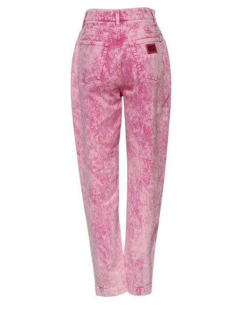 Dolce & Gabbana Pink Tie Dye High Waist Tapered Denim Jeans - ClickThatClicks 