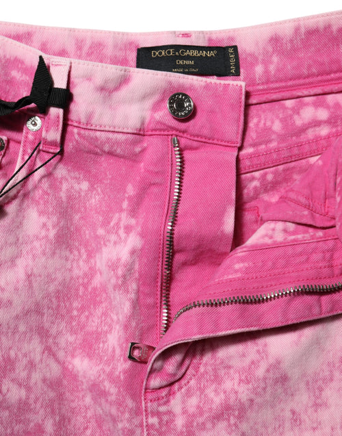Dolce & Gabbana Pink Tie Dye High Waist Tapered Denim Jeans - ClickThatClicks 