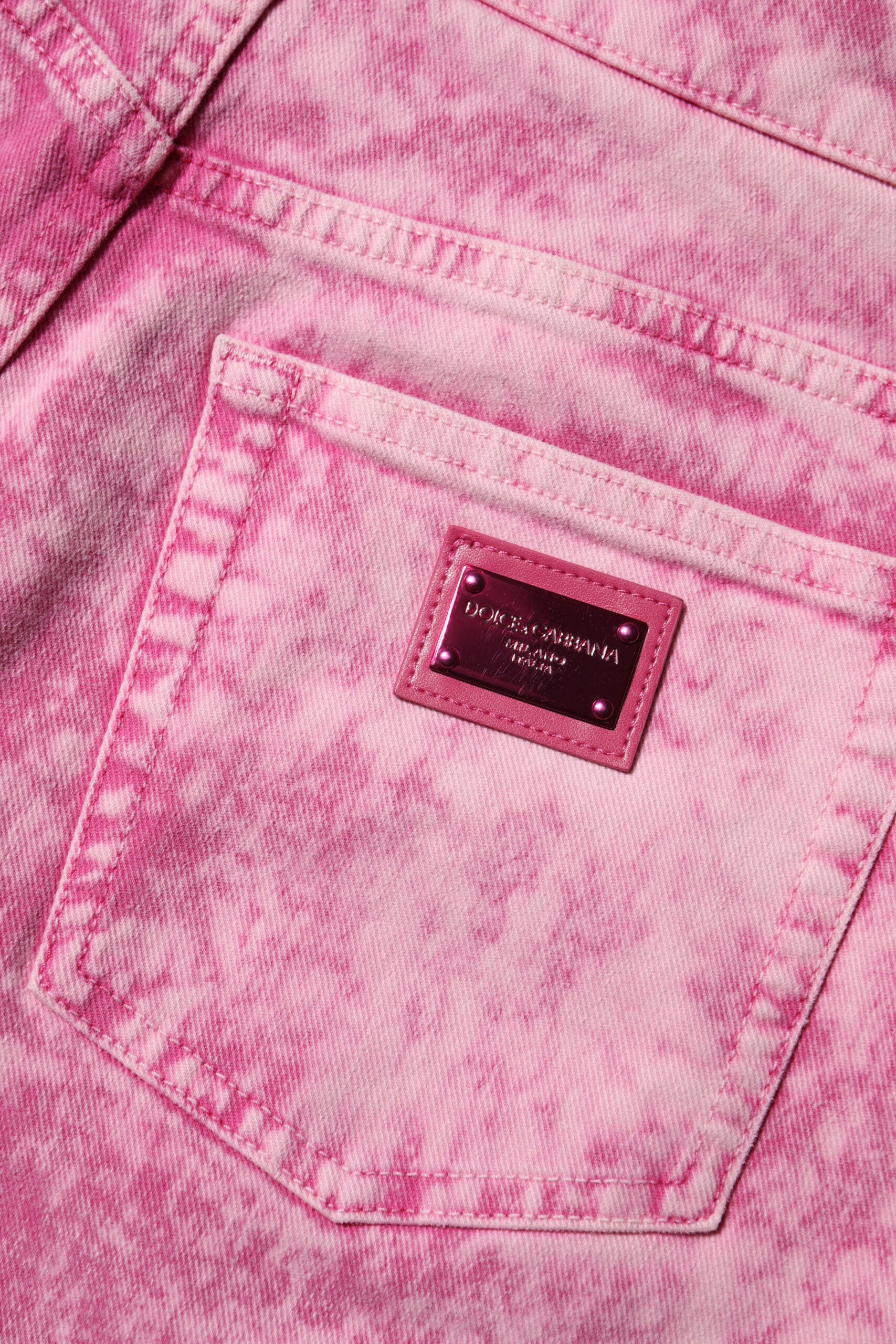 Dolce & Gabbana Pink Tie Dye High Waist Tapered Denim Jeans - ClickThatClicks 