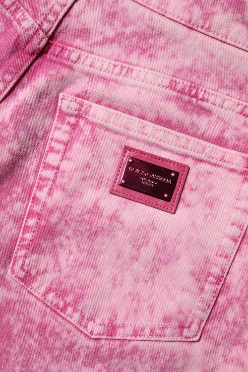 Dolce & Gabbana Pink Tie Dye High Waist Tapered Denim Jeans - ClickThatClicks 