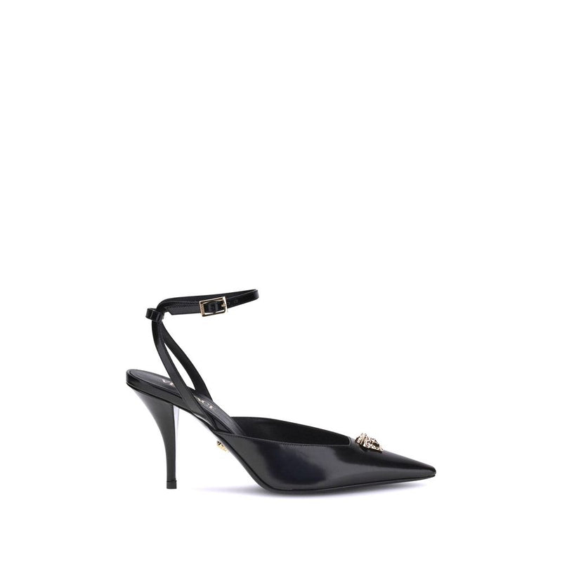 Versace Black Calf Leather Bos Taurus Pumps