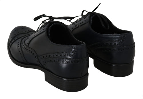 Dolce & Gabbana Dark Blue Leather Wingtip Oxford Dress Shoes - ClickThatClicks 