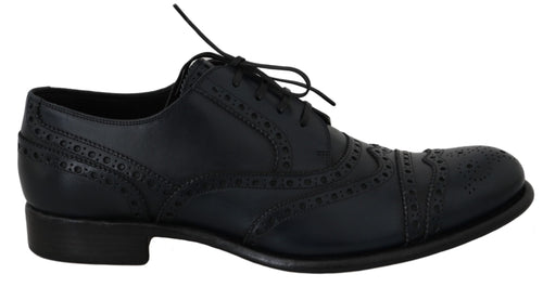 Dolce & Gabbana Dark Blue Leather Wingtip Oxford Dress Shoes - ClickThatClicks 