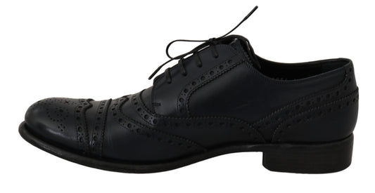 Dolce & Gabbana Dark Blue Leather Wingtip Oxford Dress Shoes - ClickThatClicks 