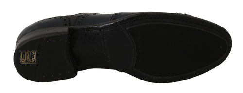 Dolce & Gabbana Dark Blue Leather Wingtip Oxford Dress Shoes - ClickThatClicks 
