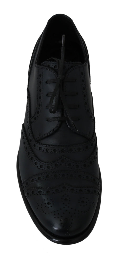 Dolce & Gabbana Dark Blue Leather Wingtip Oxford Dress Shoes - ClickThatClicks 