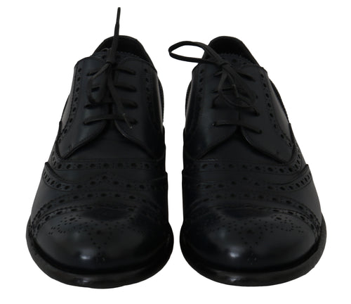 Dolce & Gabbana Dark Blue Leather Wingtip Oxford Dress Shoes - ClickThatClicks 