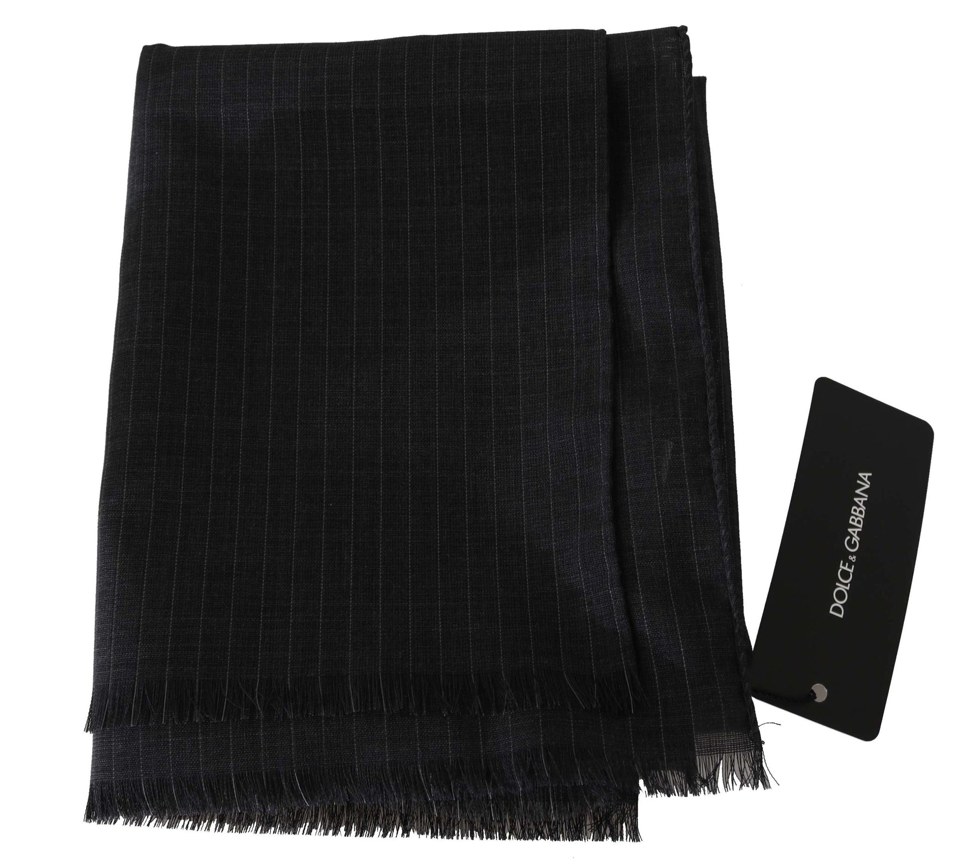 Dolce & Gabbana Gray 100% Wool Striped Pattern Wrap Scarf - ClickThatClicks 