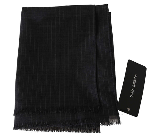 Dolce & Gabbana Gray 100% Wool Striped Pattern Wrap Scarf - ClickThatClicks 