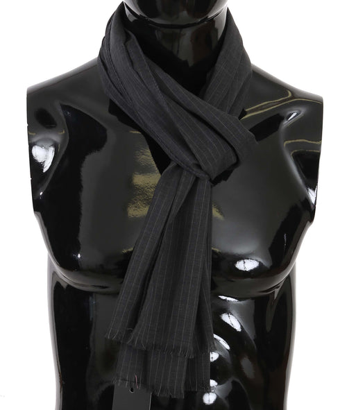 Dolce & Gabbana Gray 100% Wool Striped Pattern Wrap Scarf - ClickThatClicks 