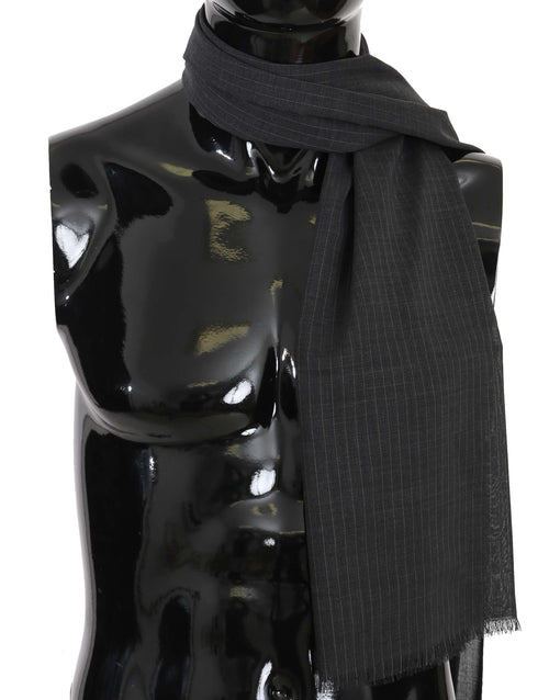 Dolce & Gabbana Gray 100% Wool Striped Pattern Wrap Scarf - ClickThatClicks 