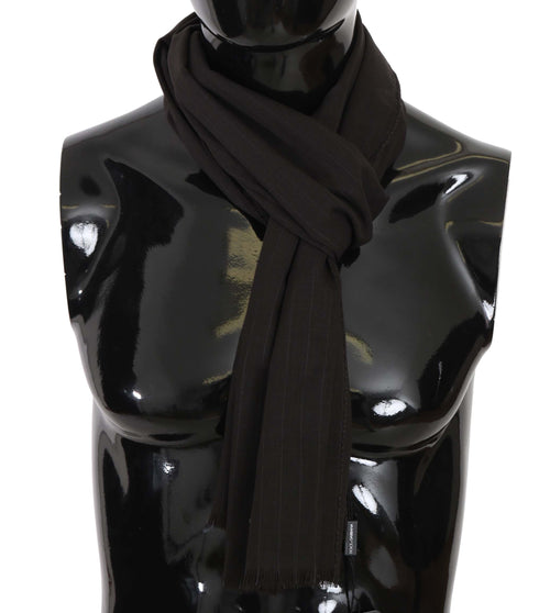Dolce & Gabbana Dark Gray Virgin Wool Striped Pattern Wrap Scarf - ClickThatClicks 