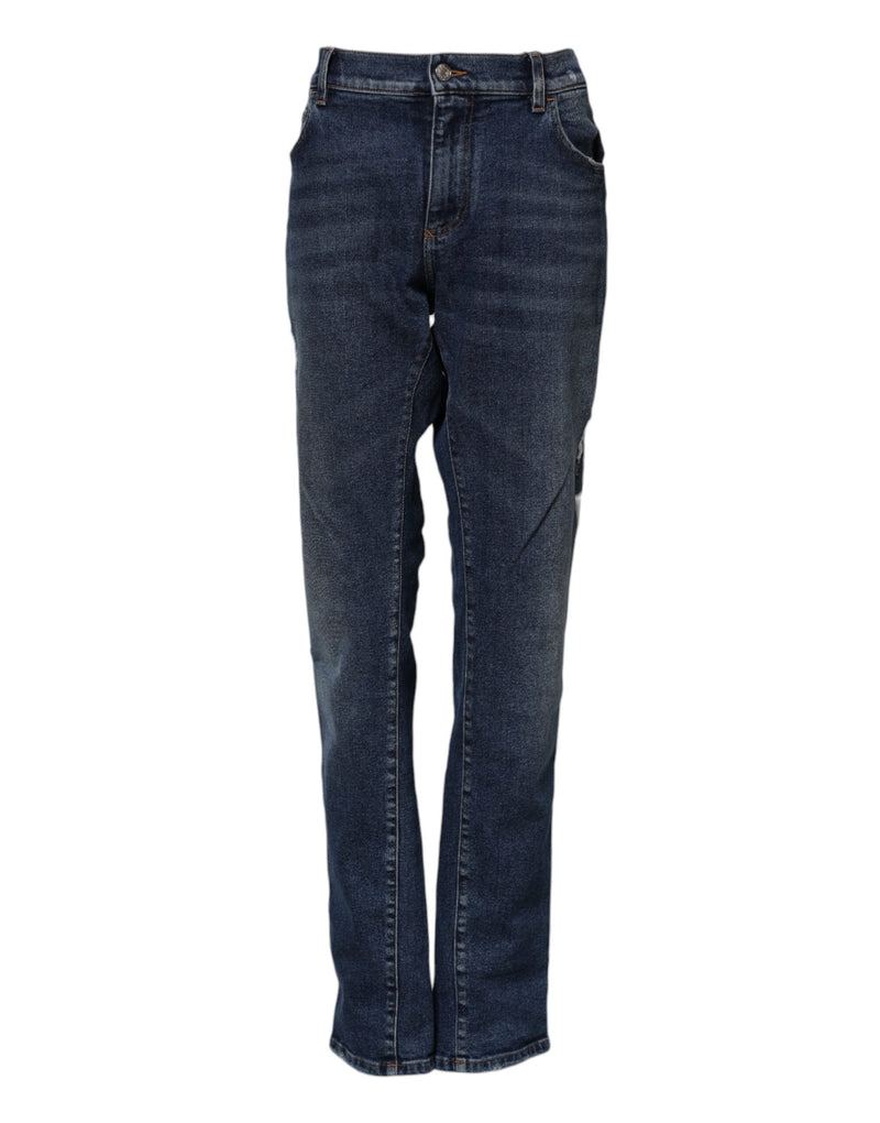 Dolce & Gabbana Blue Cotton Mid Waisted Straight Denim Jeans