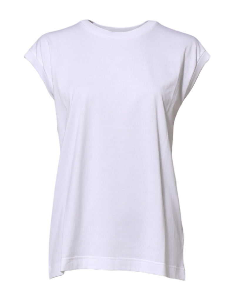 Dolce & Gabbana White Cotton Sleeveless Women Tank T-shirt