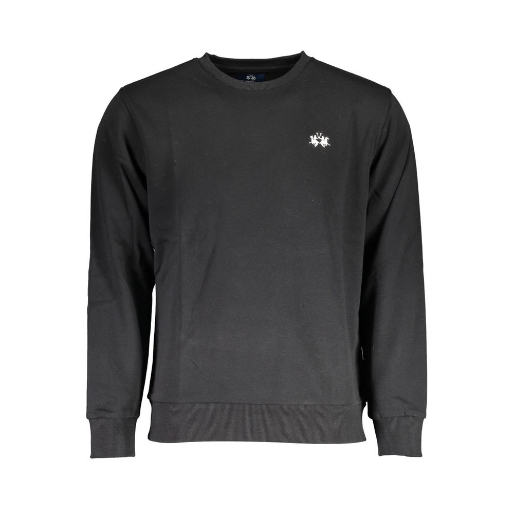 La Martina Black Cotton Men Sweater - ClickThatClicks 