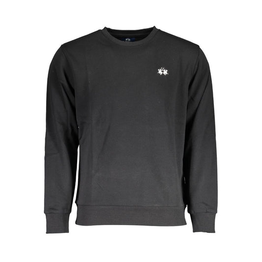 La Martina Black Cotton Men Sweater - ClickThatClicks 