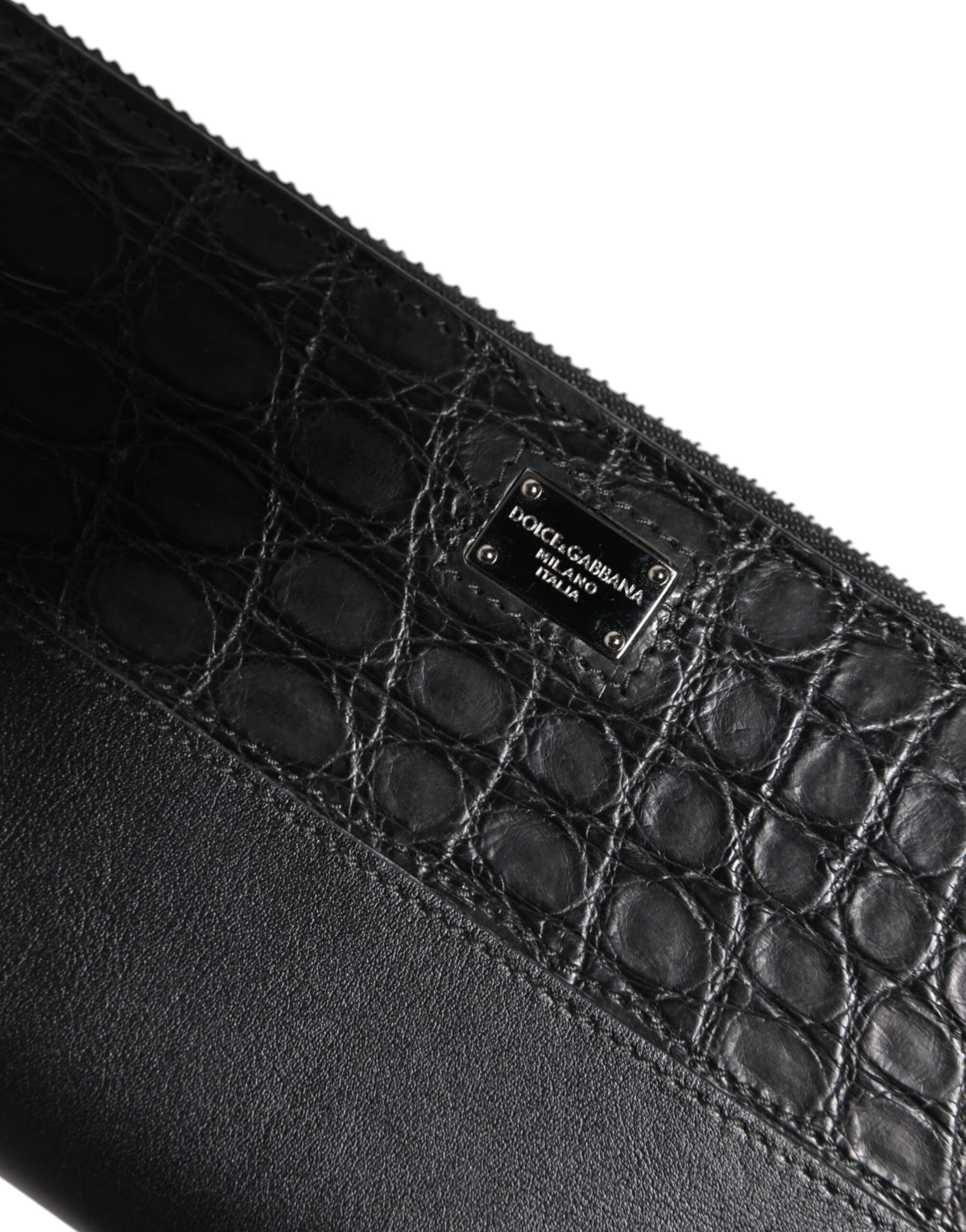 Dolce & Gabbana Black Leather Logo Plaque Zip Around Continental Wallet - ClickThatClicks 
