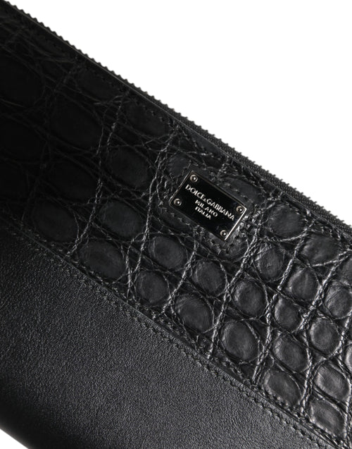 Dolce & Gabbana Black Leather Logo Plaque Zip Around Continental Wallet - ClickThatClicks 