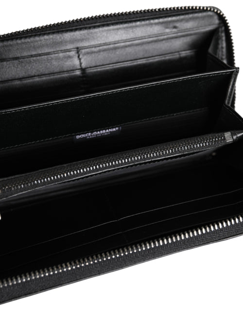 Dolce & Gabbana Black Leather Logo Plaque Zip Around Continental Wallet - ClickThatClicks 