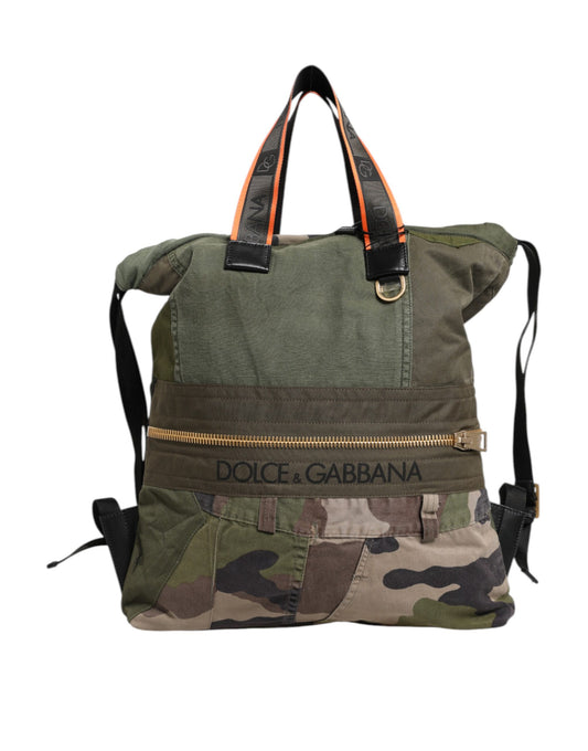 Dolce & Gabbana Military Green Patchwork Rucksack Backpack Bag - ClickThatClicks 