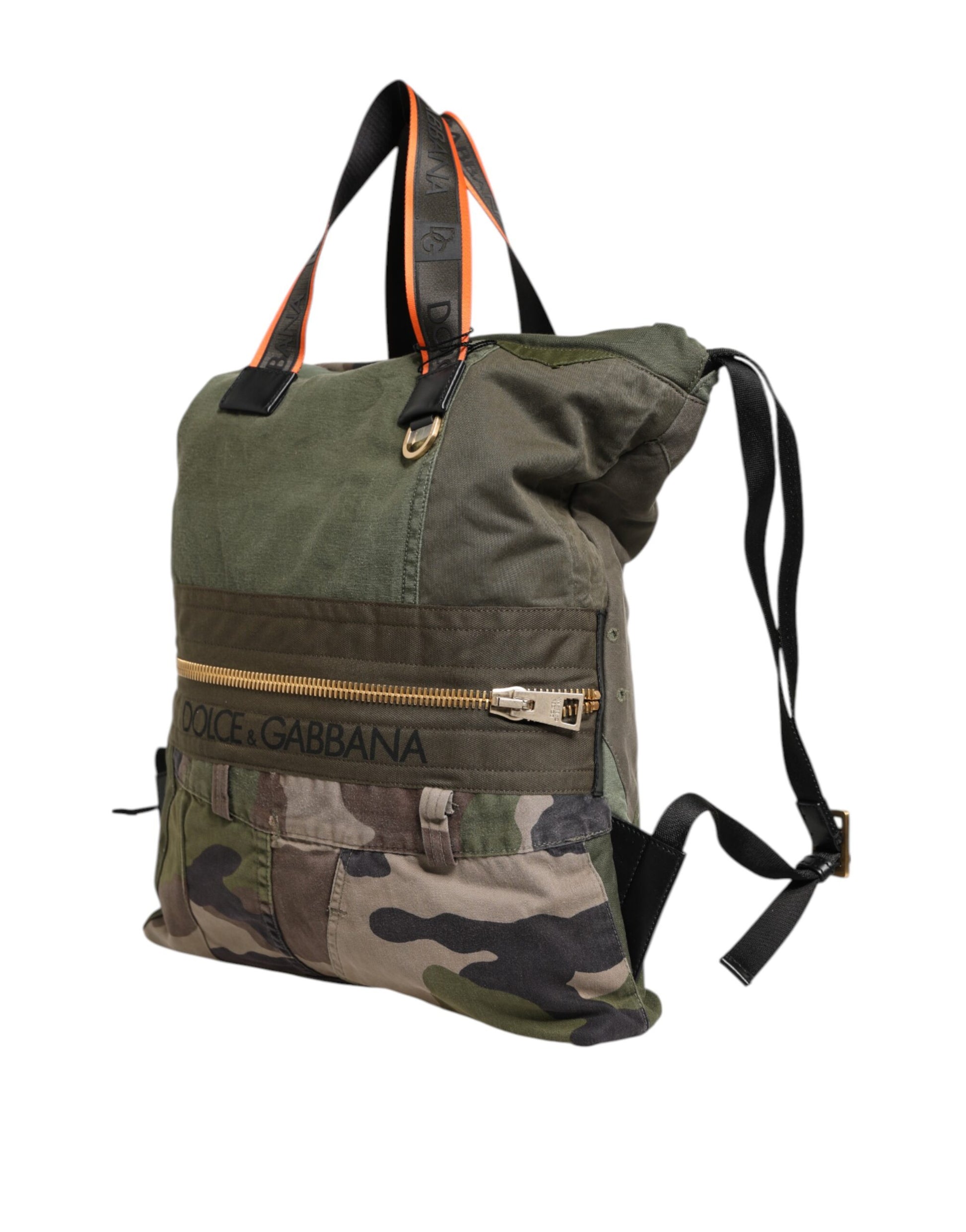 Dolce & Gabbana Military Green Patchwork Rucksack Backpack Bag - ClickThatClicks 