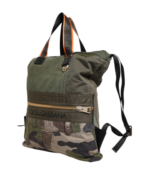 Dolce & Gabbana Military Green Patchwork Rucksack Backpack Bag - ClickThatClicks 