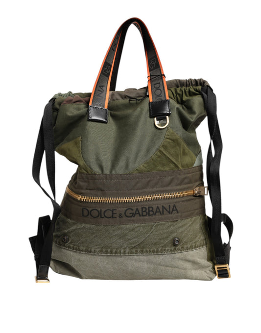 Dolce & Gabbana Military Green Patchwork Rucksack Backpack Bag - ClickThatClicks 