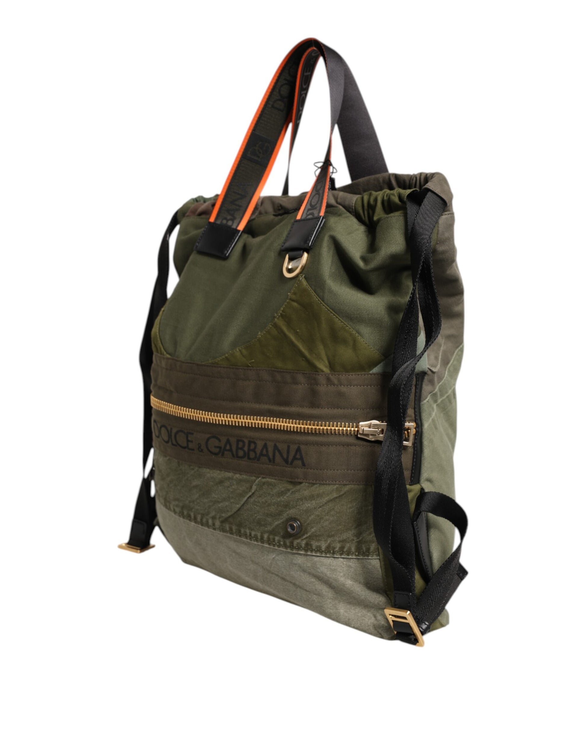 Dolce & Gabbana Military Green Patchwork Rucksack Backpack Bag - ClickThatClicks 