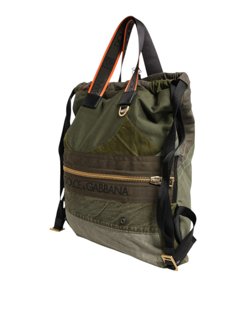 Dolce & Gabbana Military Green Patchwork Rucksack Backpack Bag - ClickThatClicks 
