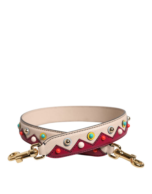 Dolce & Gabbana Beige Red Leather Handbag Accessory Shoulder Strap - ClickThatClicks 