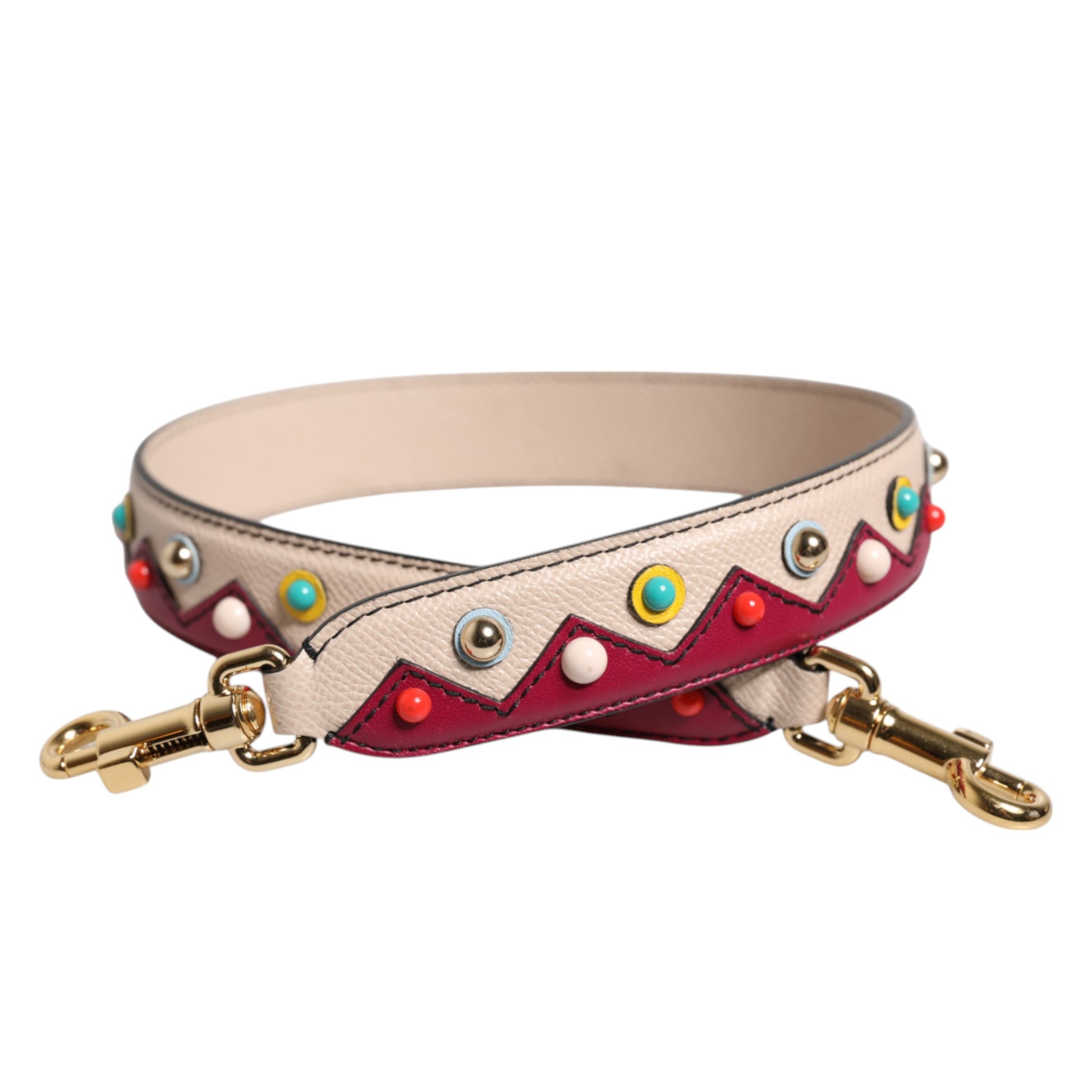 Dolce & Gabbana Beige Red Leather Handbag Accessory Shoulder Strap - ClickThatClicks 