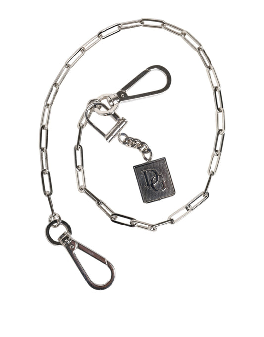 Dolce & Gabbana Silver Tone Metal Chain DG Charm Belt Keychain - ClickThatClicks 