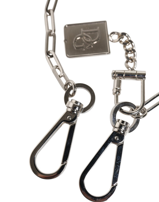 Dolce & Gabbana Silver Tone Metal Chain DG Charm Belt Keychain - ClickThatClicks 