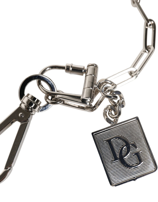 Dolce & Gabbana Silver Tone Metal Chain DG Charm Belt Keychain - ClickThatClicks 