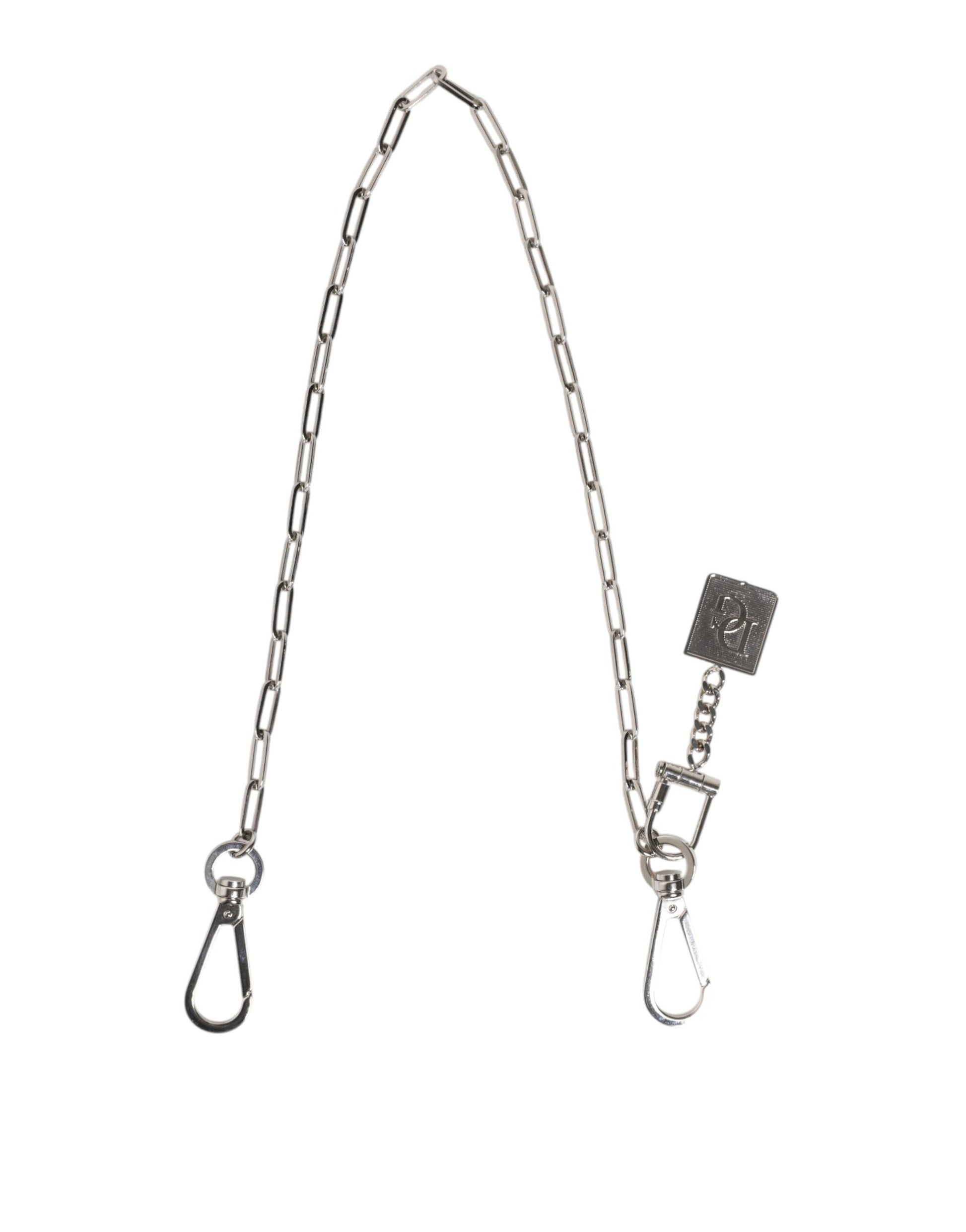 Dolce & Gabbana Silver Tone Metal Chain DG Charm Belt Keychain - ClickThatClicks 