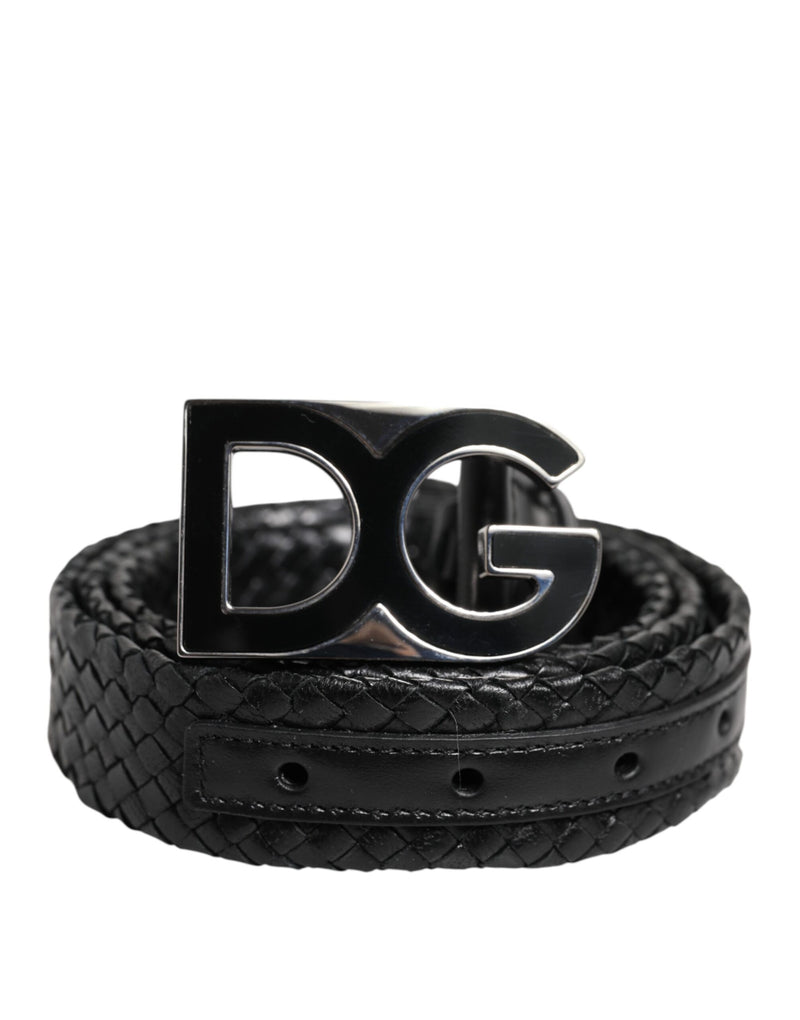 Dolce & Gabbana Black Classic Leather DG Logo Buckle Belt