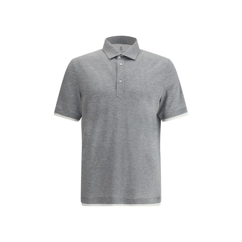 Brunello Cucinelli Gray Cotton Polo Shirt