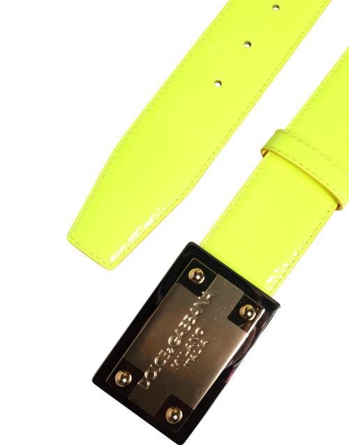 Dolce & Gabbana Yellow Green Classic Metal Logo Buckle Belt - ClickThatClicks 