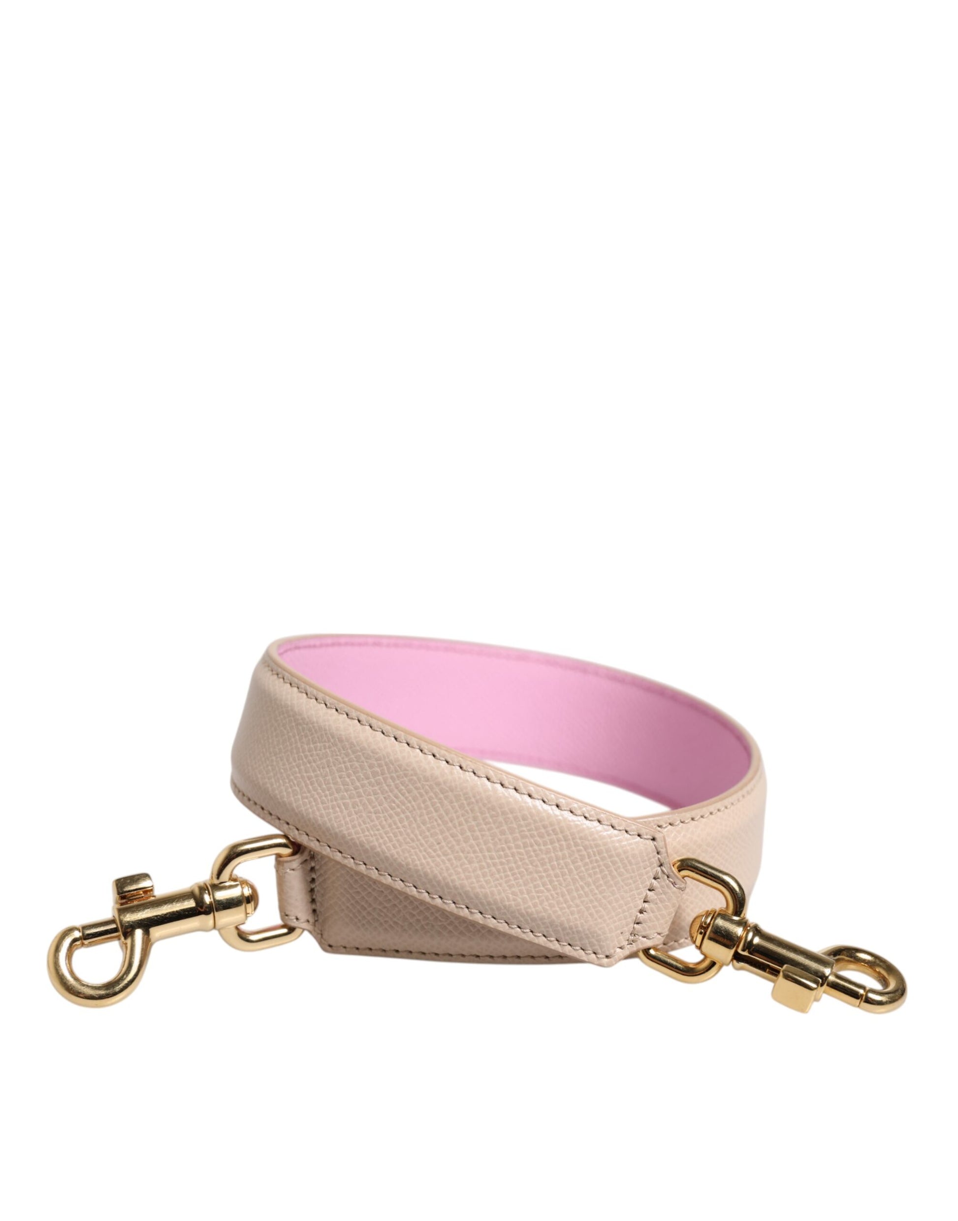 Dolce & Gabbana Beige Pink Leather Handbag Accessory Shoulder Strap - ClickThatClicks 