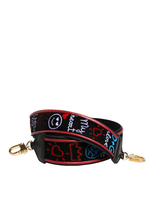 Dolce & Gabbana Black Cotton Printed Women Bag Accessory Shoulder Strap - ClickThatClicks 