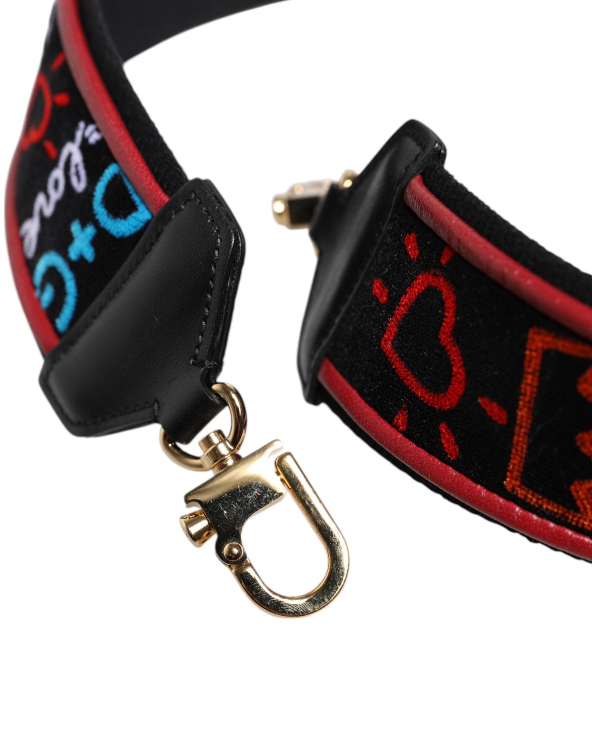 Dolce & Gabbana Black Cotton Printed Women Bag Accessory Shoulder Strap - ClickThatClicks 