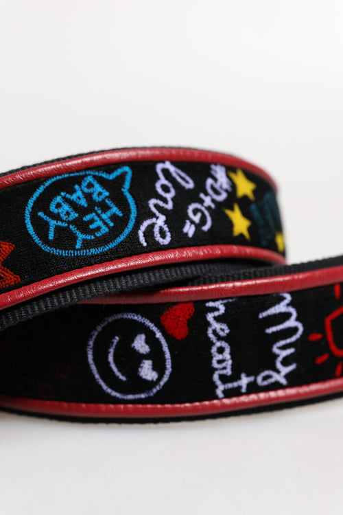 Dolce & Gabbana Black Cotton Printed Women Bag Accessory Shoulder Strap - ClickThatClicks 